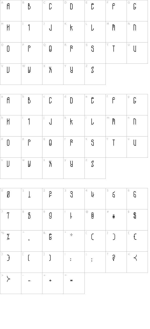 A.D. MONO character map