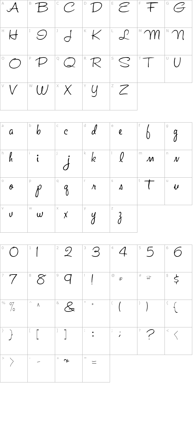 Ad Regular ttstd character map