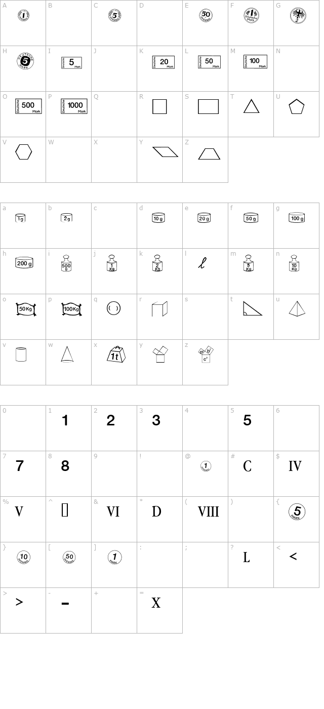 Adam character map