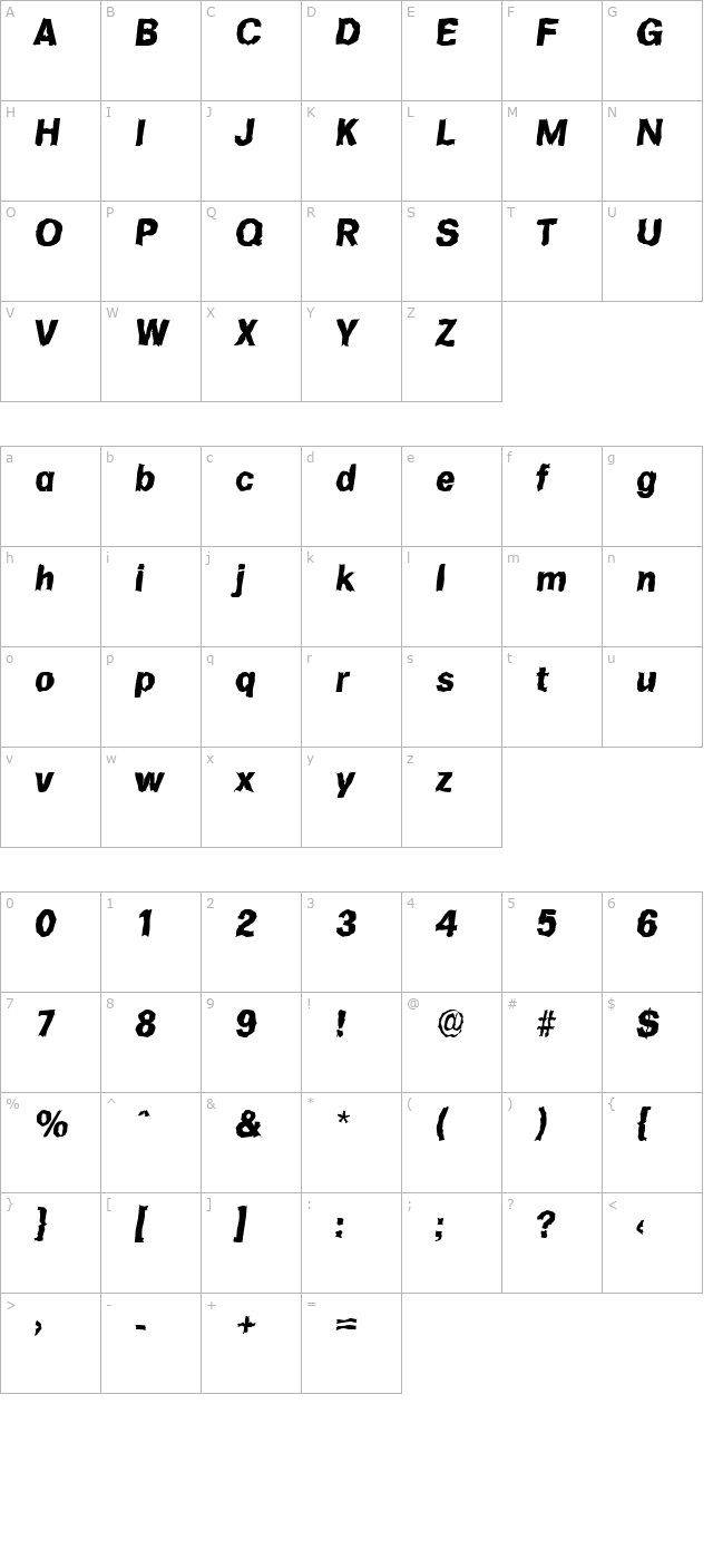 adambeckerrandom-extrabold-italic character map