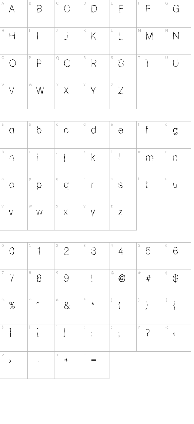 AdamBeckerRandom-Xlight-Regular character map