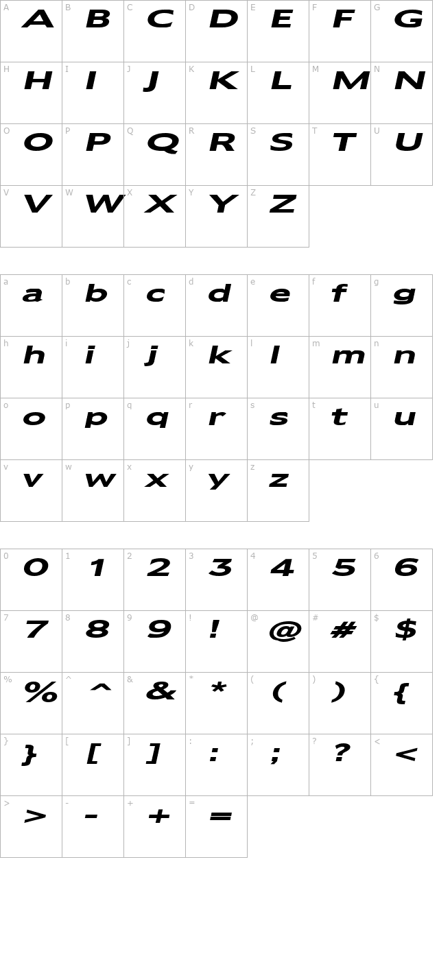 adams-extended-bold-italic character map