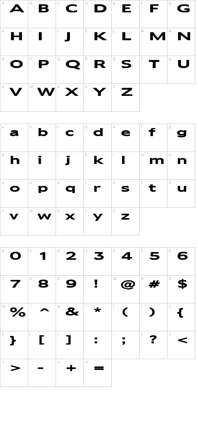 adams-extended-bold character map