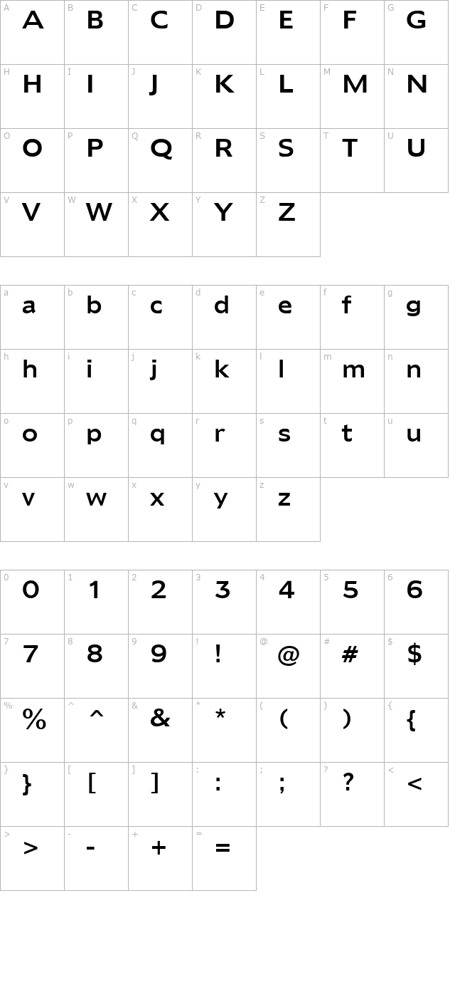 Adams Normal character map