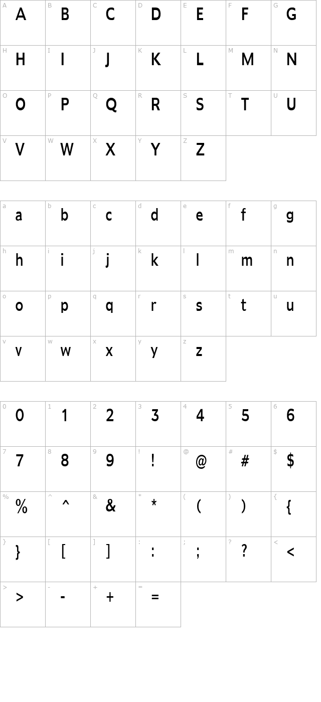 adams-thin-normal character map