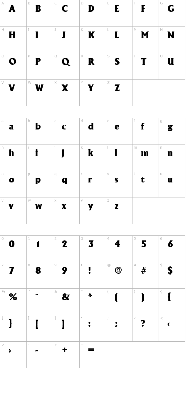 adelon-extrabold character map