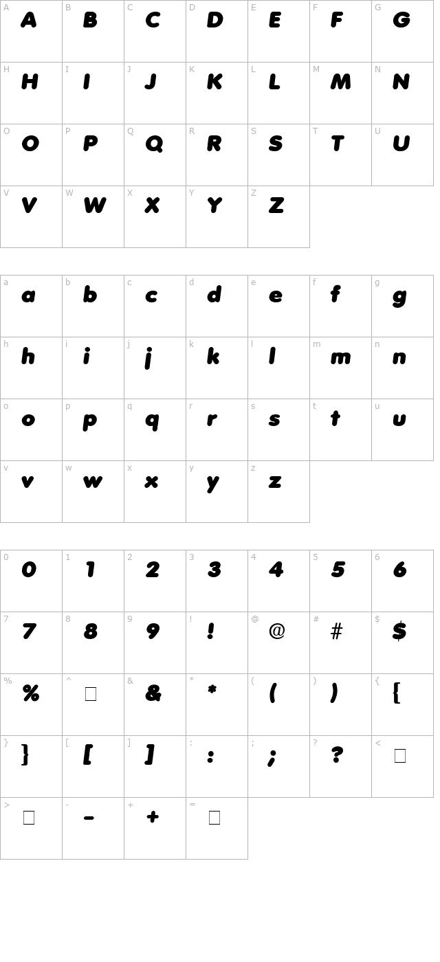 adera-display-ssi-italic character map