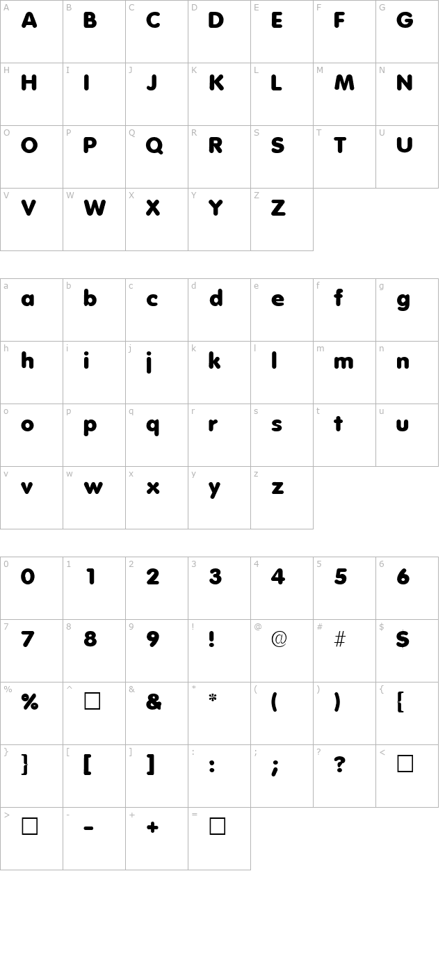 AderaSSK Regular character map