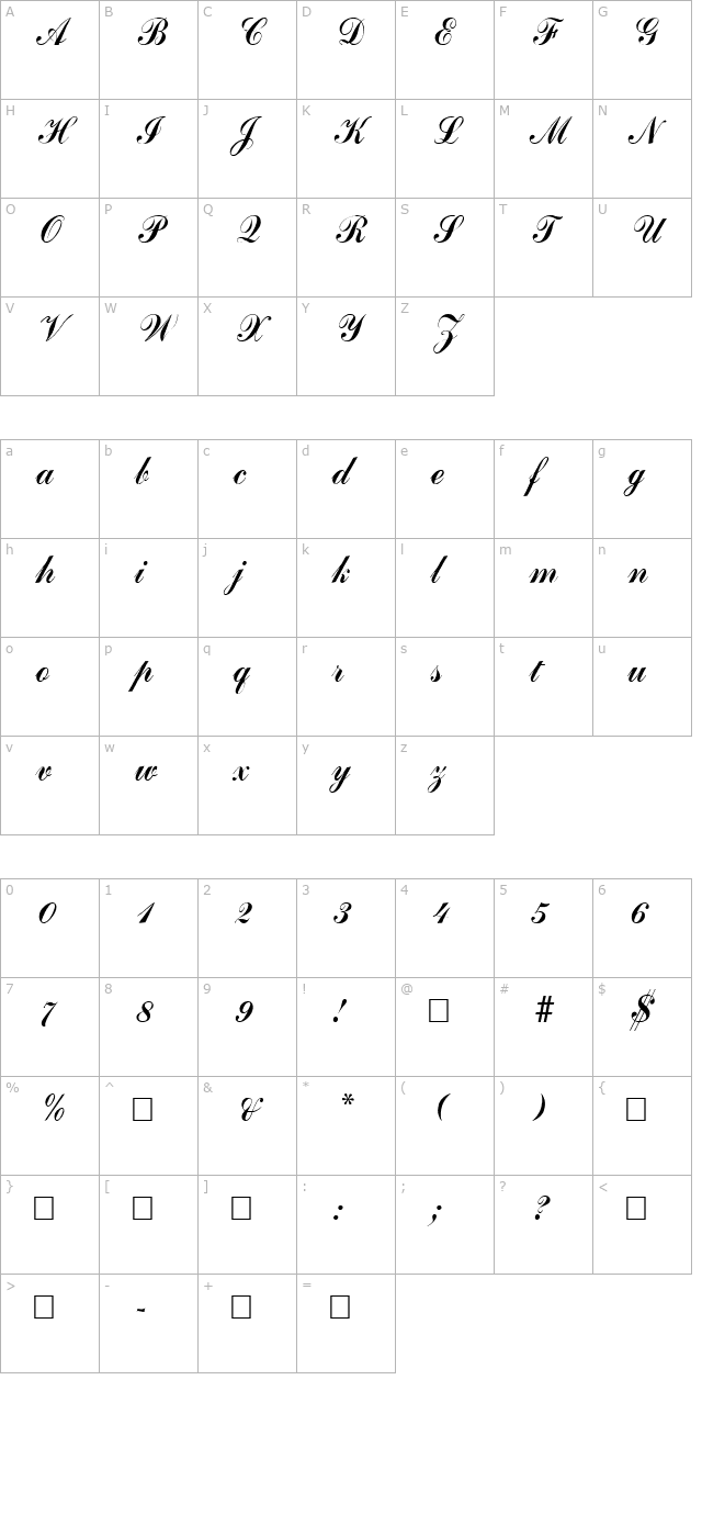 ADHEREA Regular character map