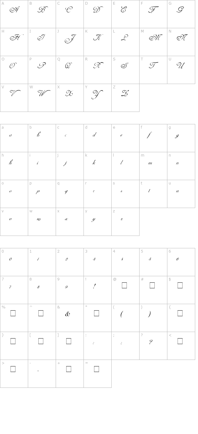 AdineKirnberg Script character map