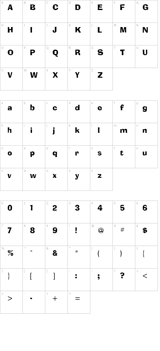 Adlib-Regular character map