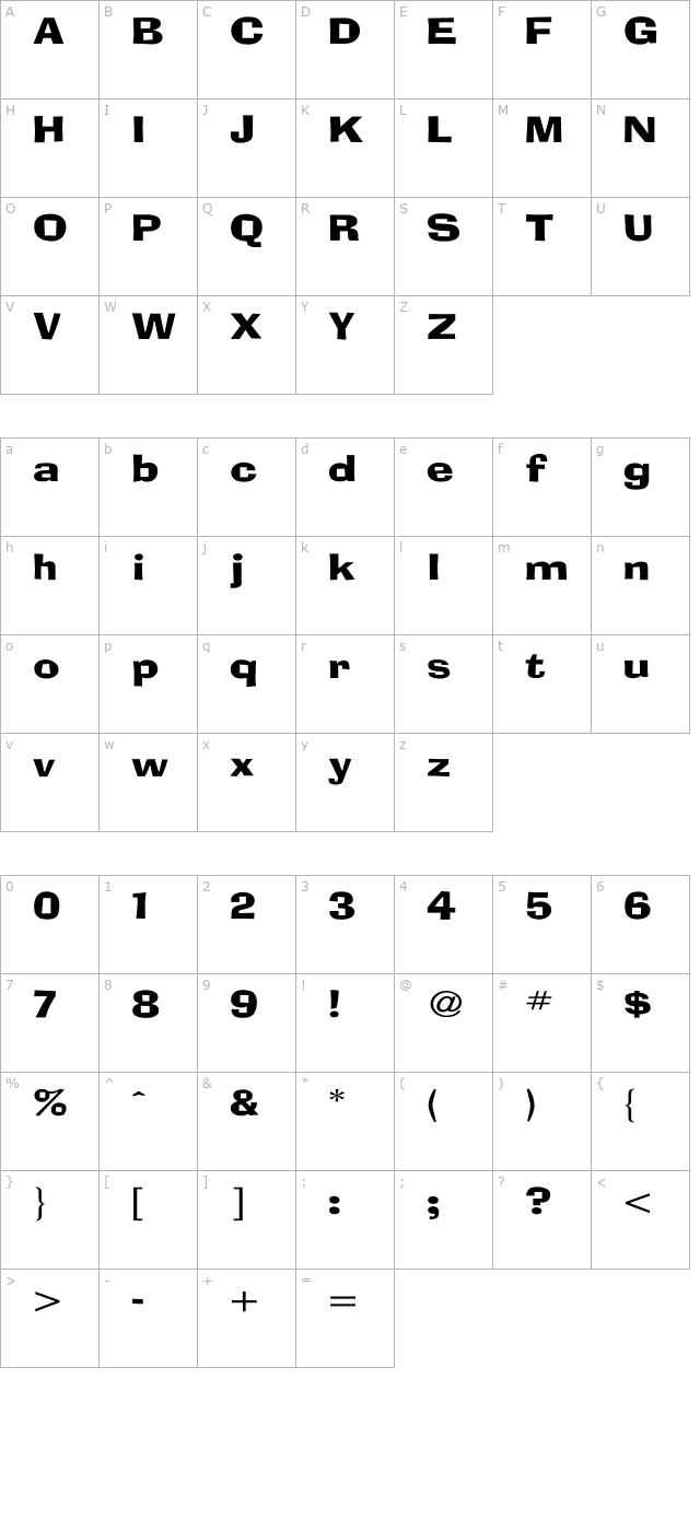 AdLib Wd character map