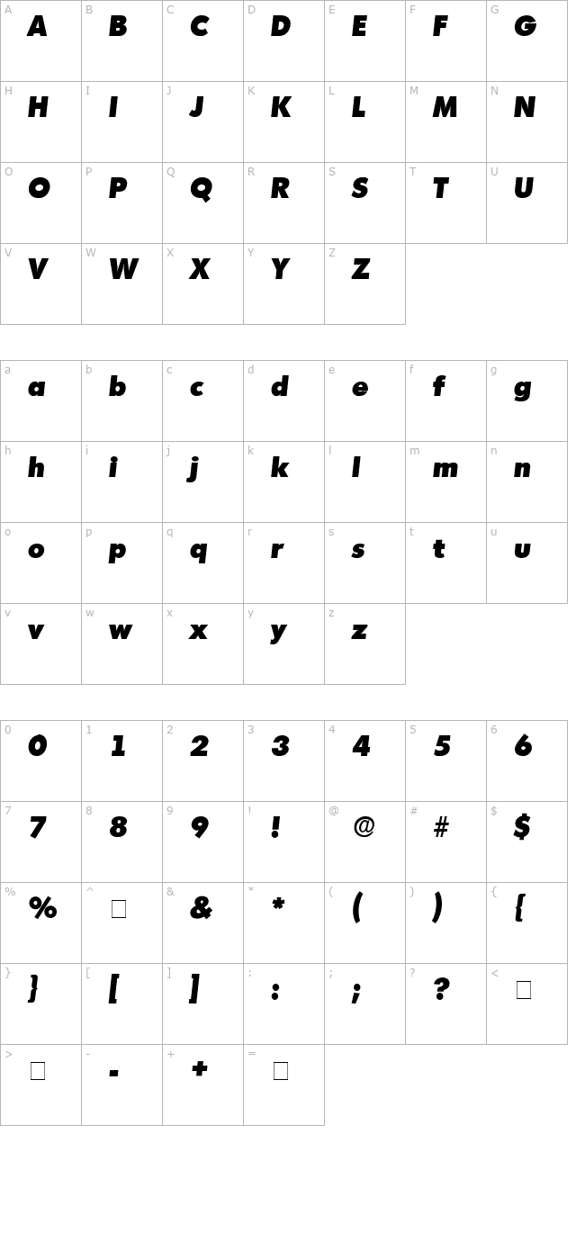 admisi-display-ssi-italic character map