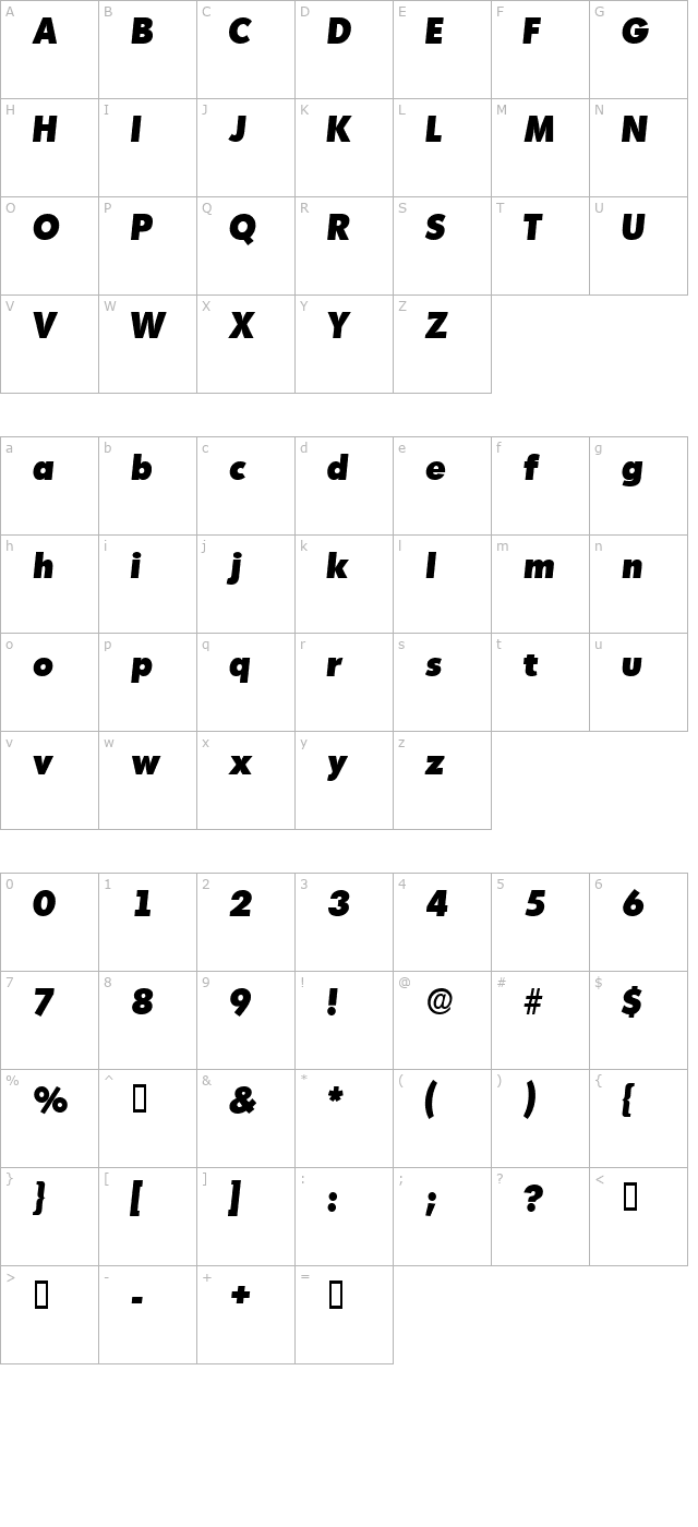 admisidisplayssk-italic character map