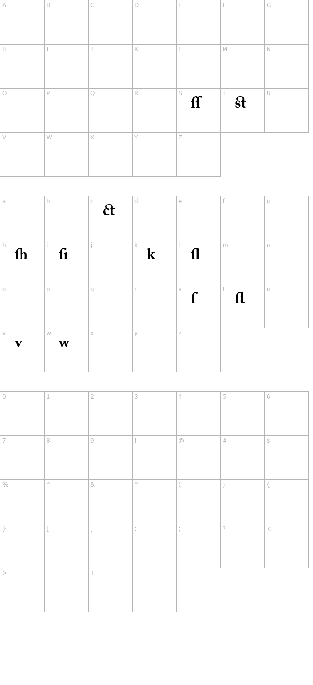 Adobe Caslon Bold Alternate character map