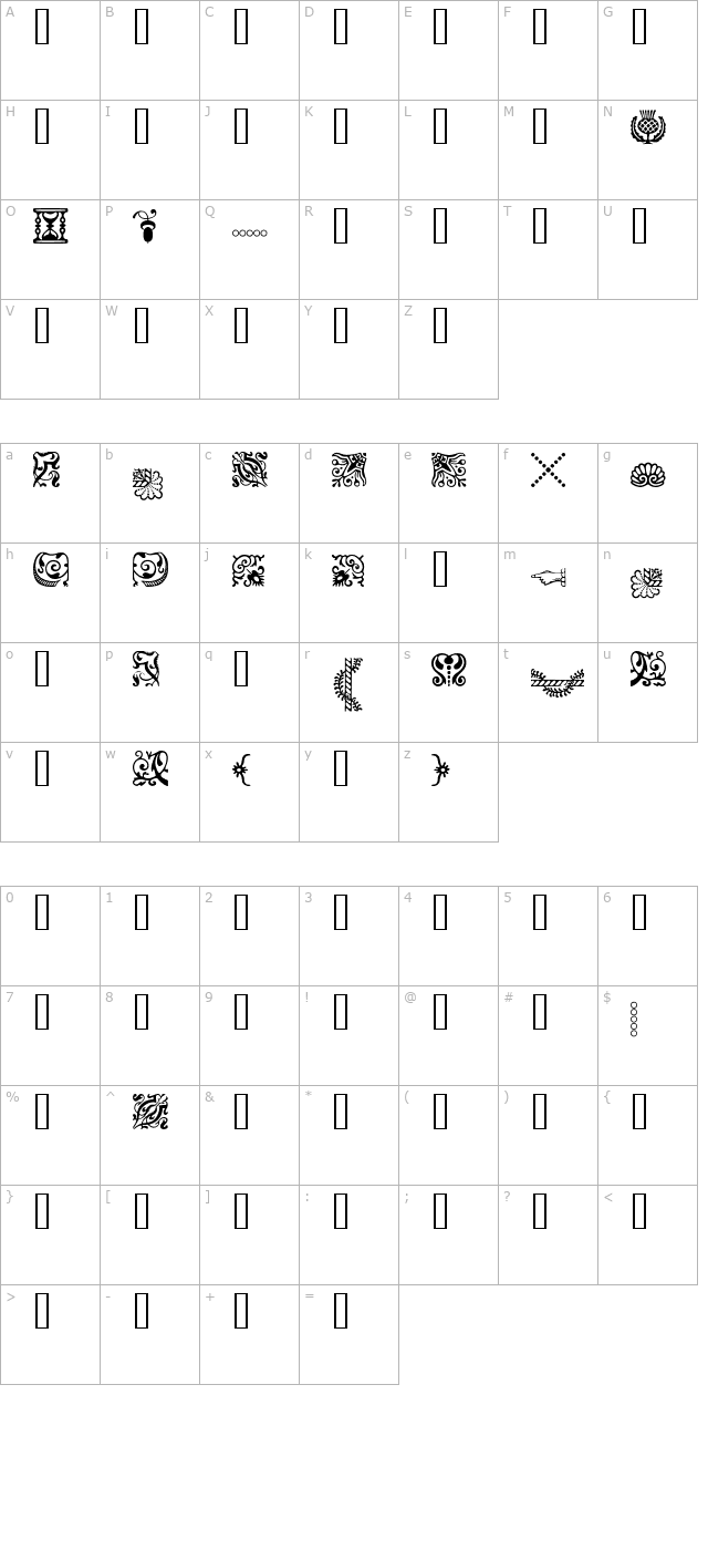 adobe-caslon-ornaments character map