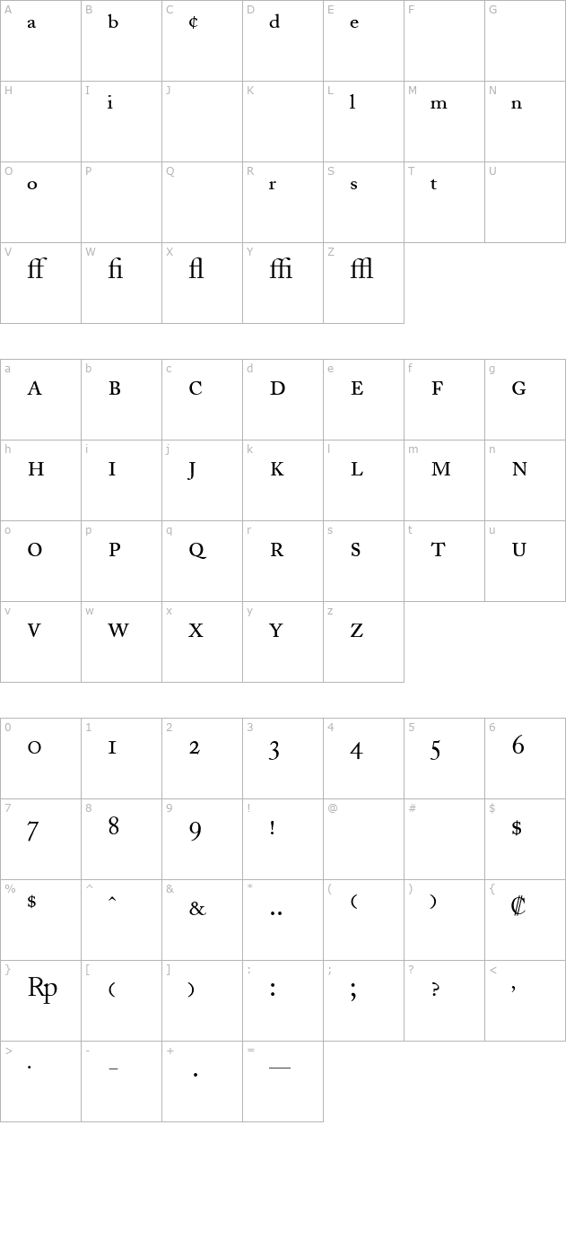 adobe-caslon-regular-expert character map