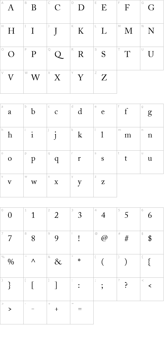 adobe-caslon-regular character map