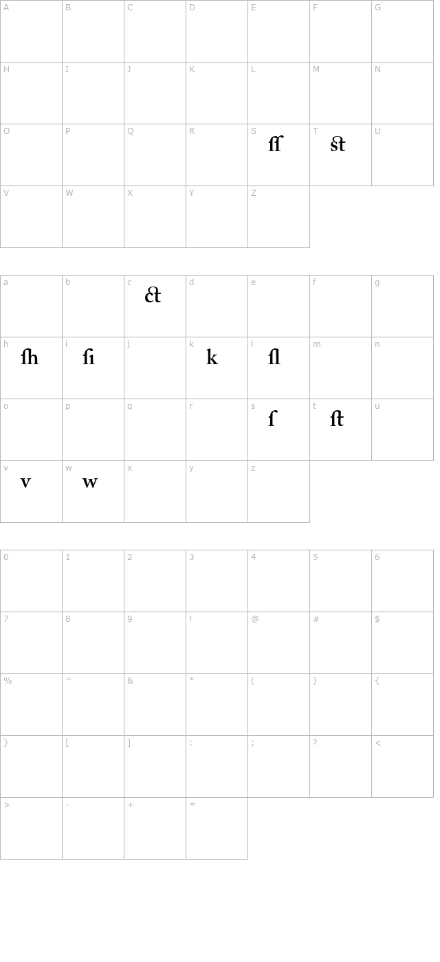 adobe-caslon-semibold-alternate character map