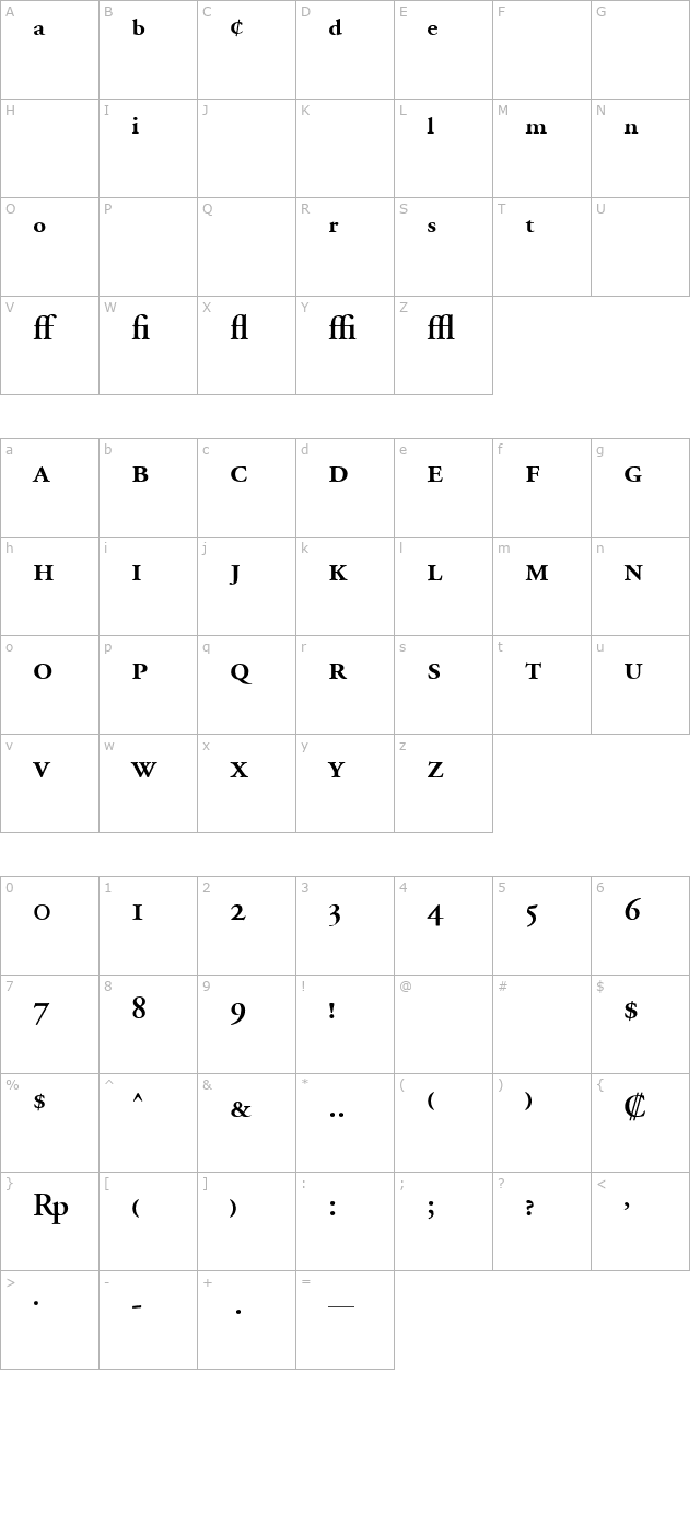 Adobe Garamond Semibold Expert character map