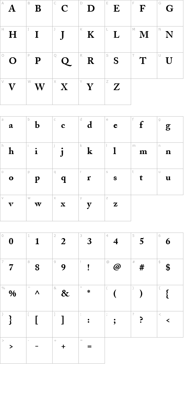 adobecaslon-bold character map