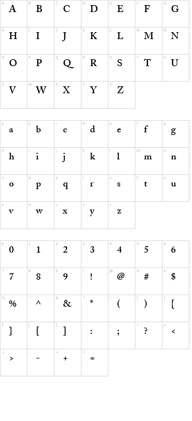 adobecaslon-semibold character map