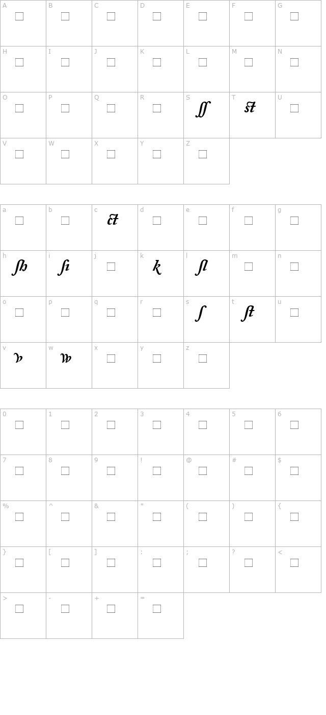 adobecaslonalternate-bold-italic character map