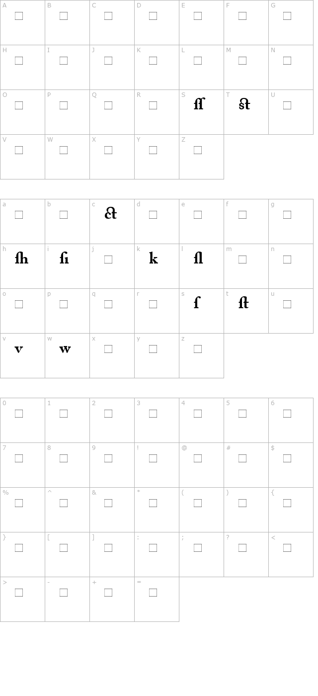 AdobeCaslonAlternate-Bold character map