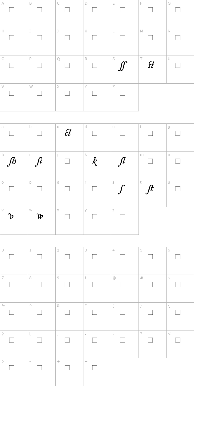 adobecaslonalternate-semibold-italic character map