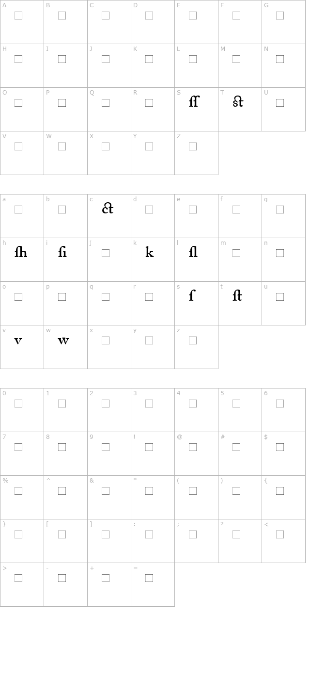 AdobeCaslonAlternate-SemiBold character map