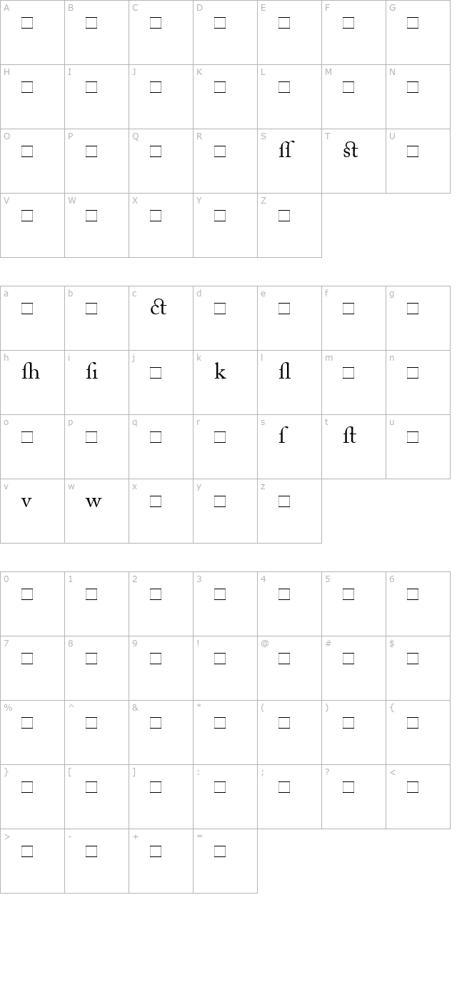 adobecaslonalternate character map