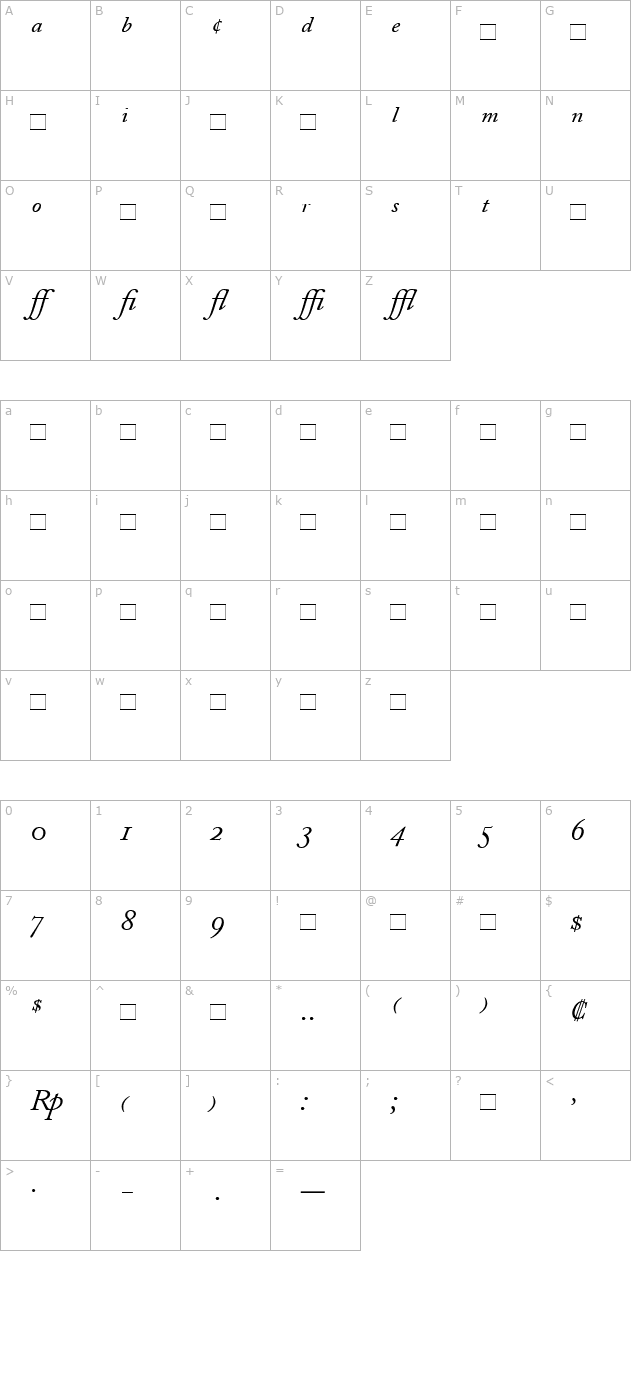 adobecaslonexpert-italic character map