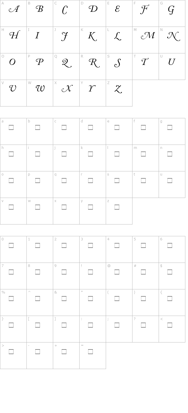 AdobeCaslonSwash-Italic character map