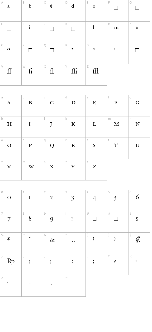 adobegaramondexpert character map