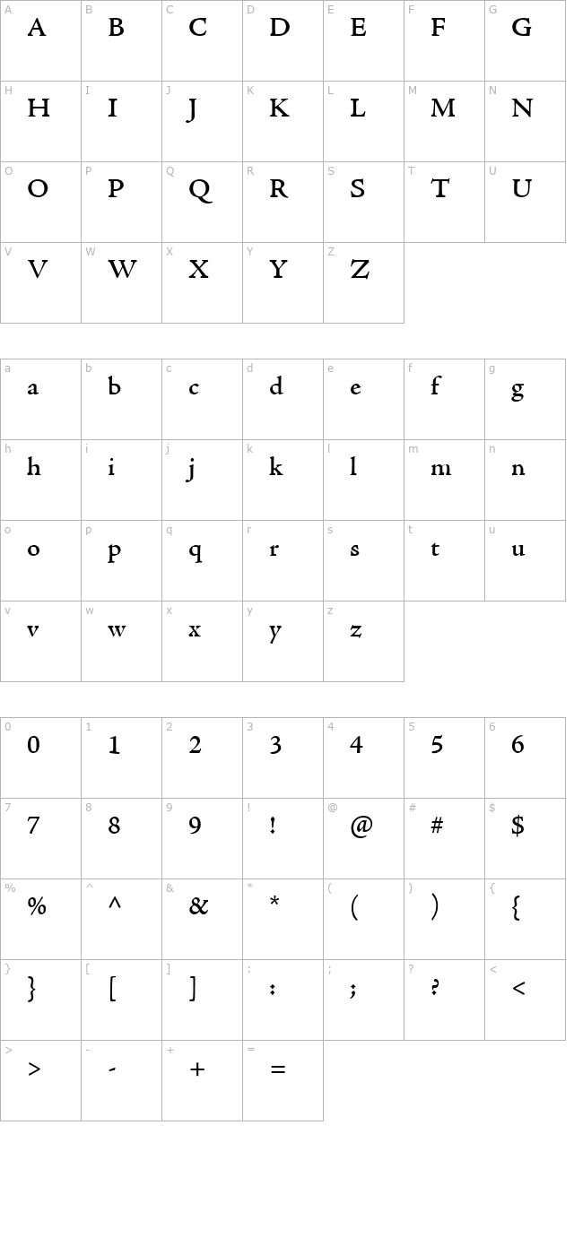 AdobeJenson-SemiBold character map