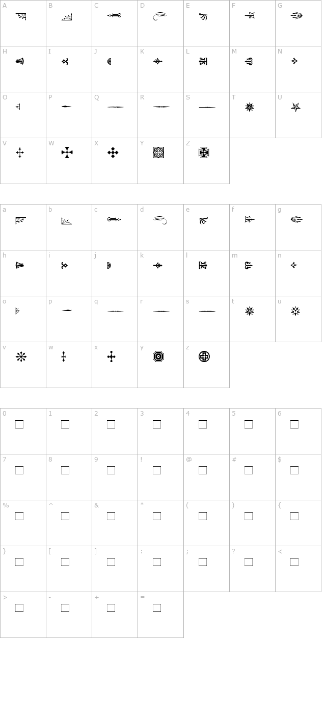 AdobeWoodTypeOrnamentsOne character map