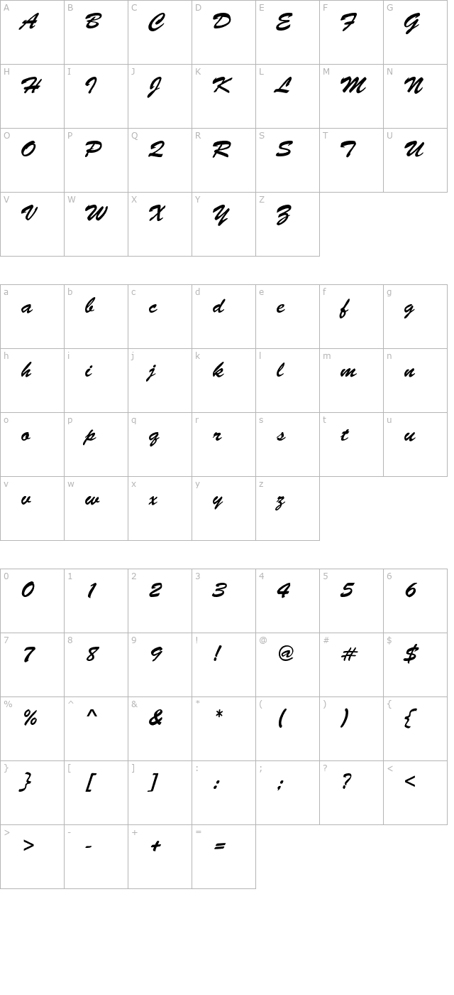 adolph-script character map
