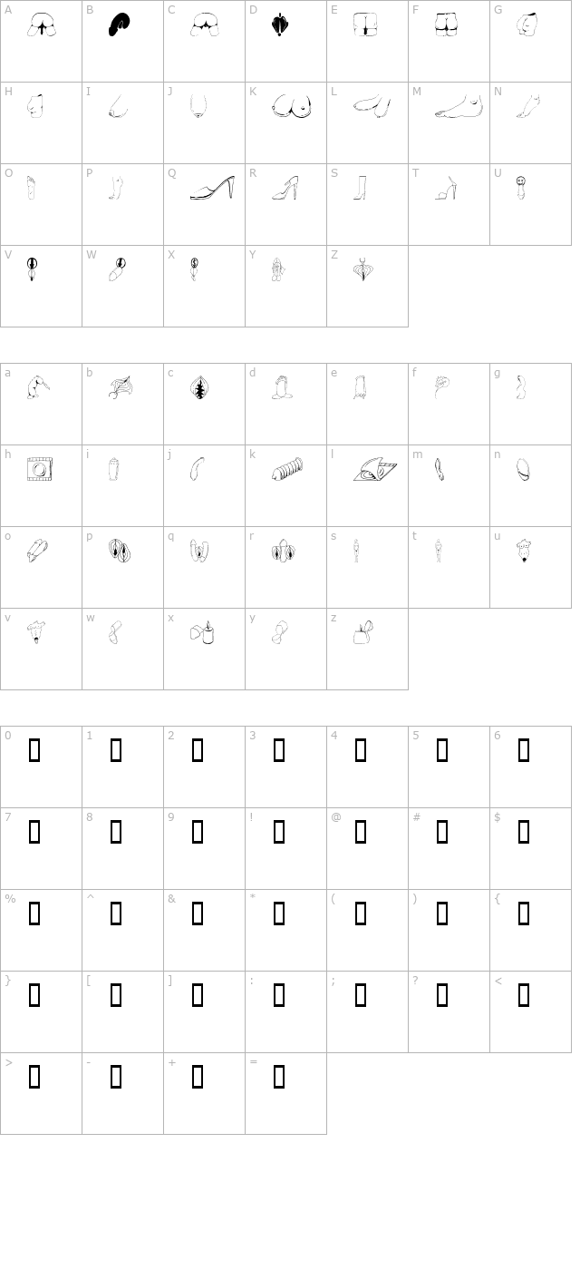 ADULT DINGBATS 1 character map