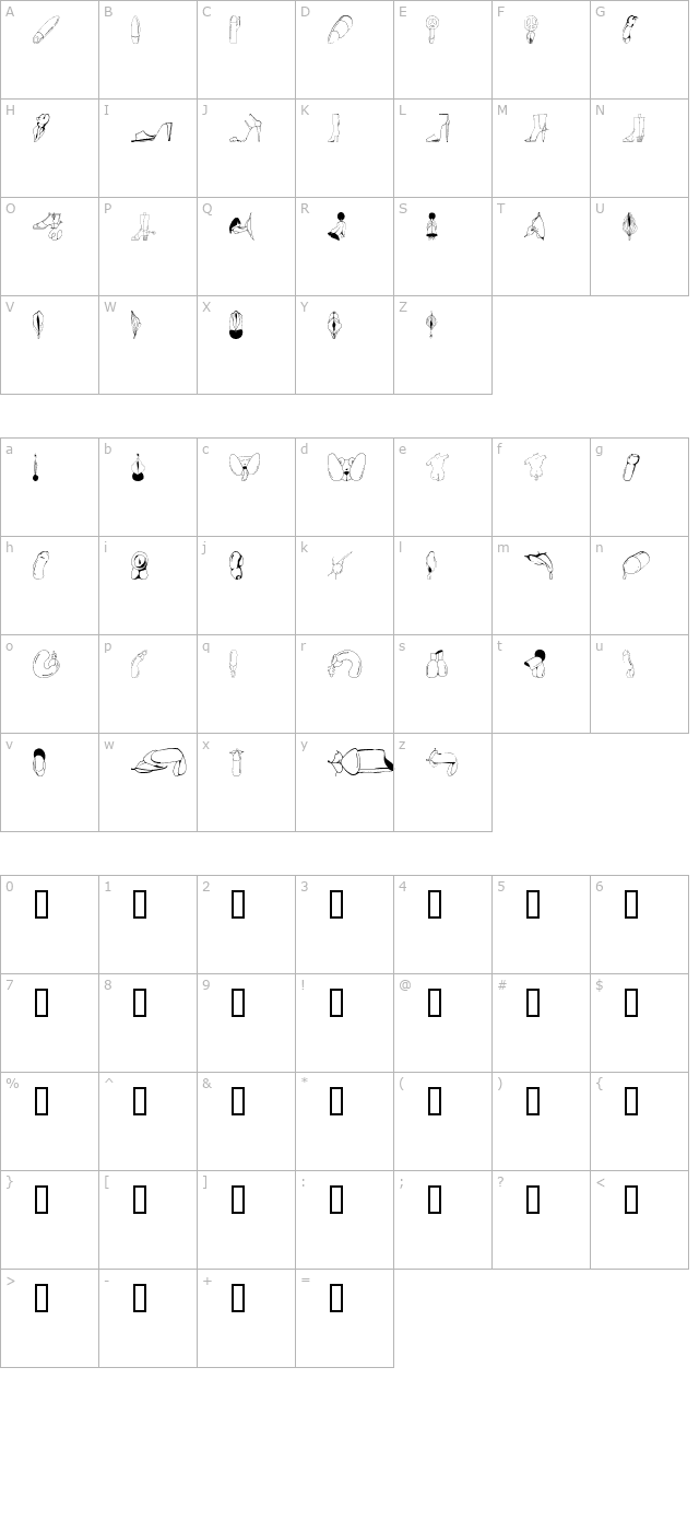 ADULT DINGBATS 2 character map