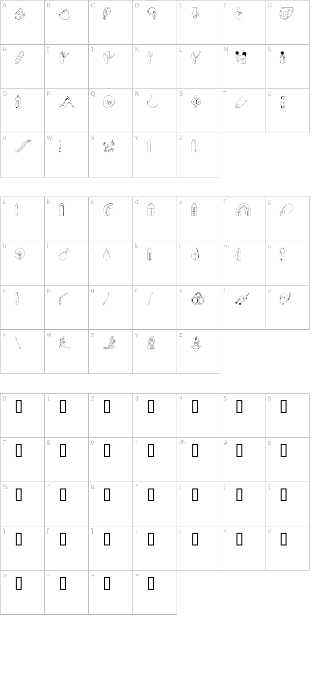 ADULT DINGBATS 3 character map