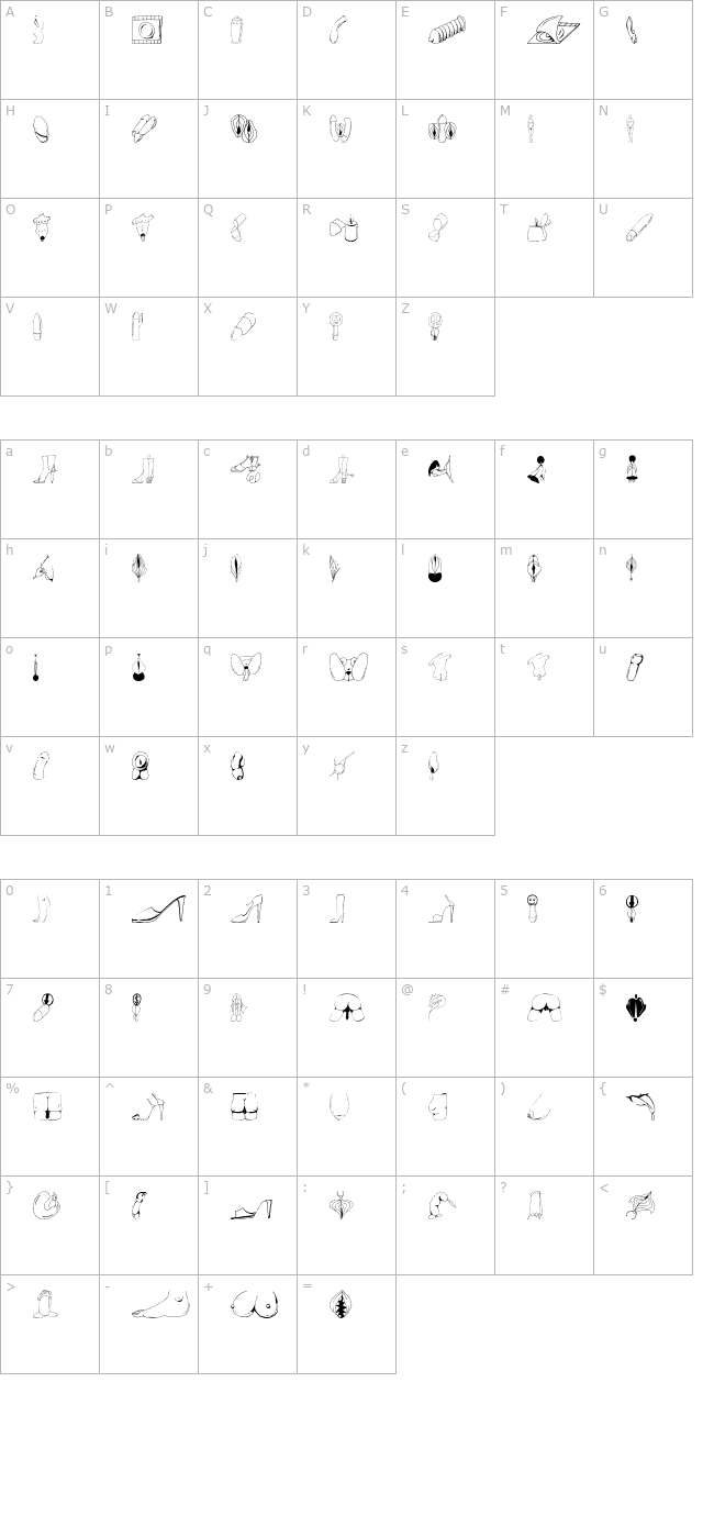 ADULT DINGBATS ALL character map