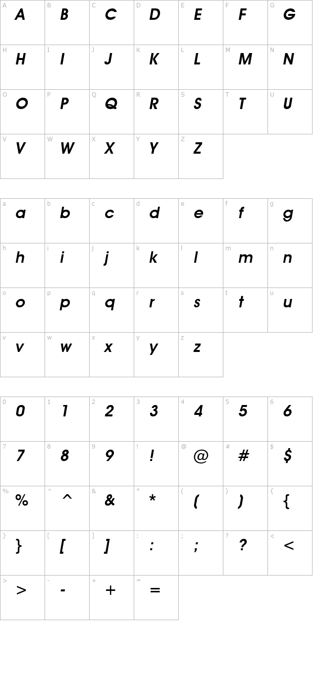 advantage-demi-oblique character map