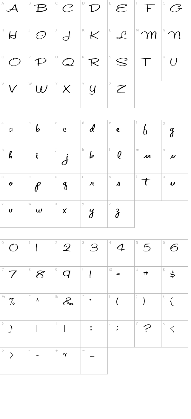 adventura33-bold character map