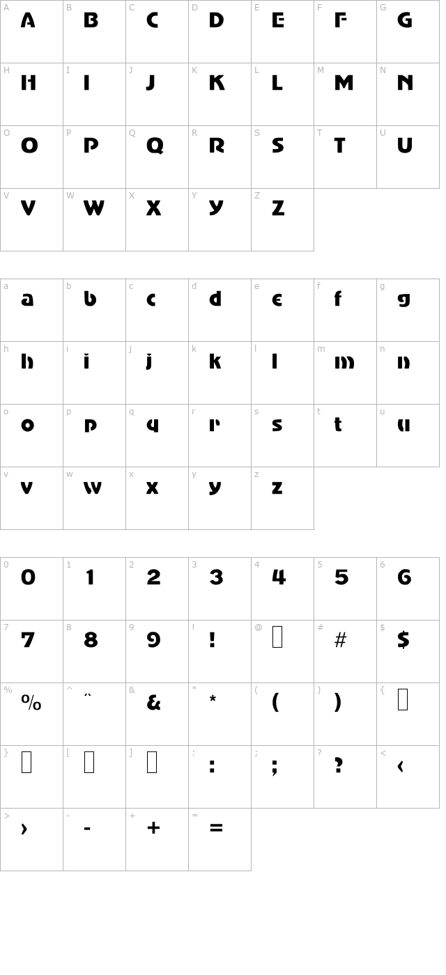 adventurer-light-sf character map