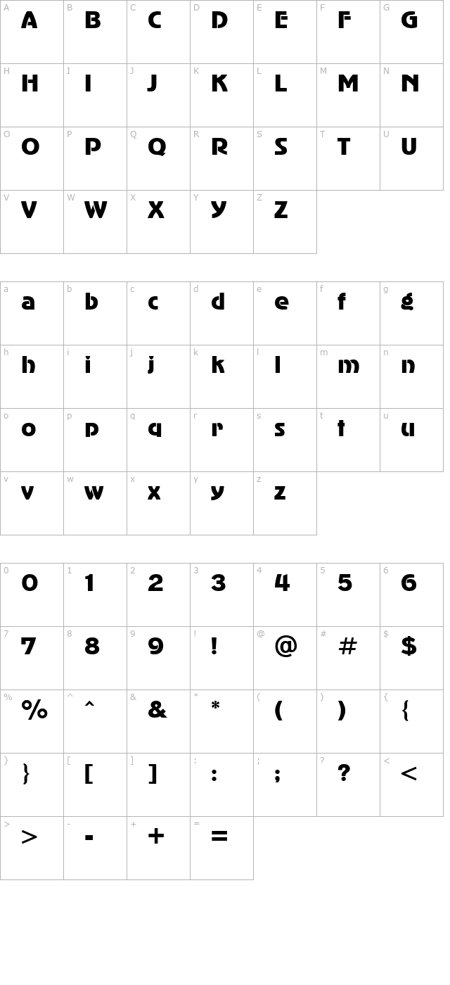 advergothicctt character map