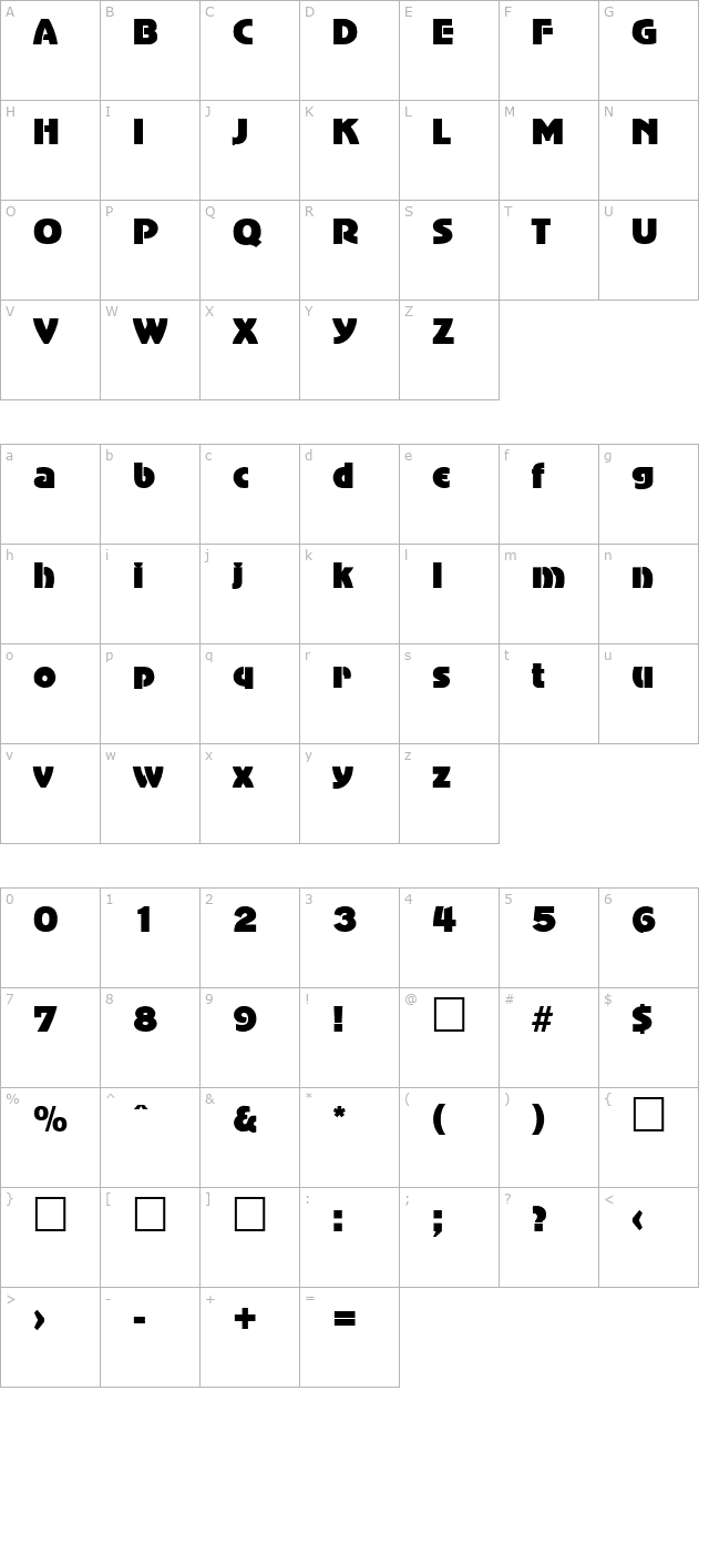 AdvertisersGothic Regular DB character map