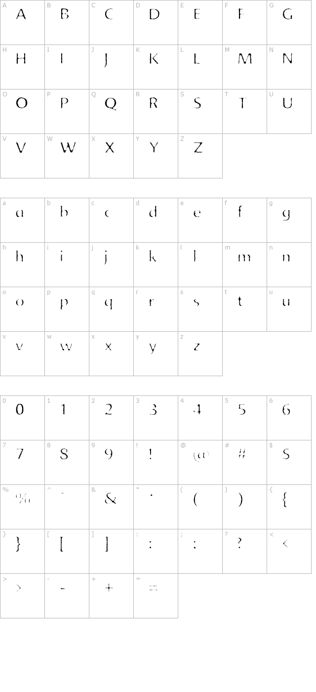 AdvertRough One character map