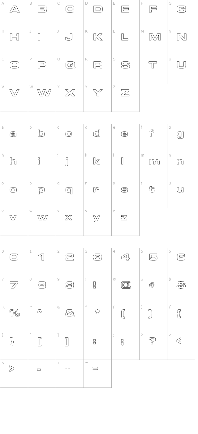 Aero Extended Hollow character map