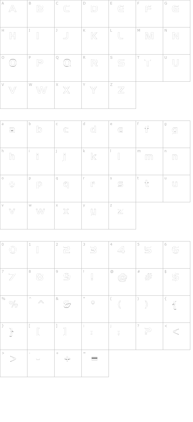 AeroOutline character map