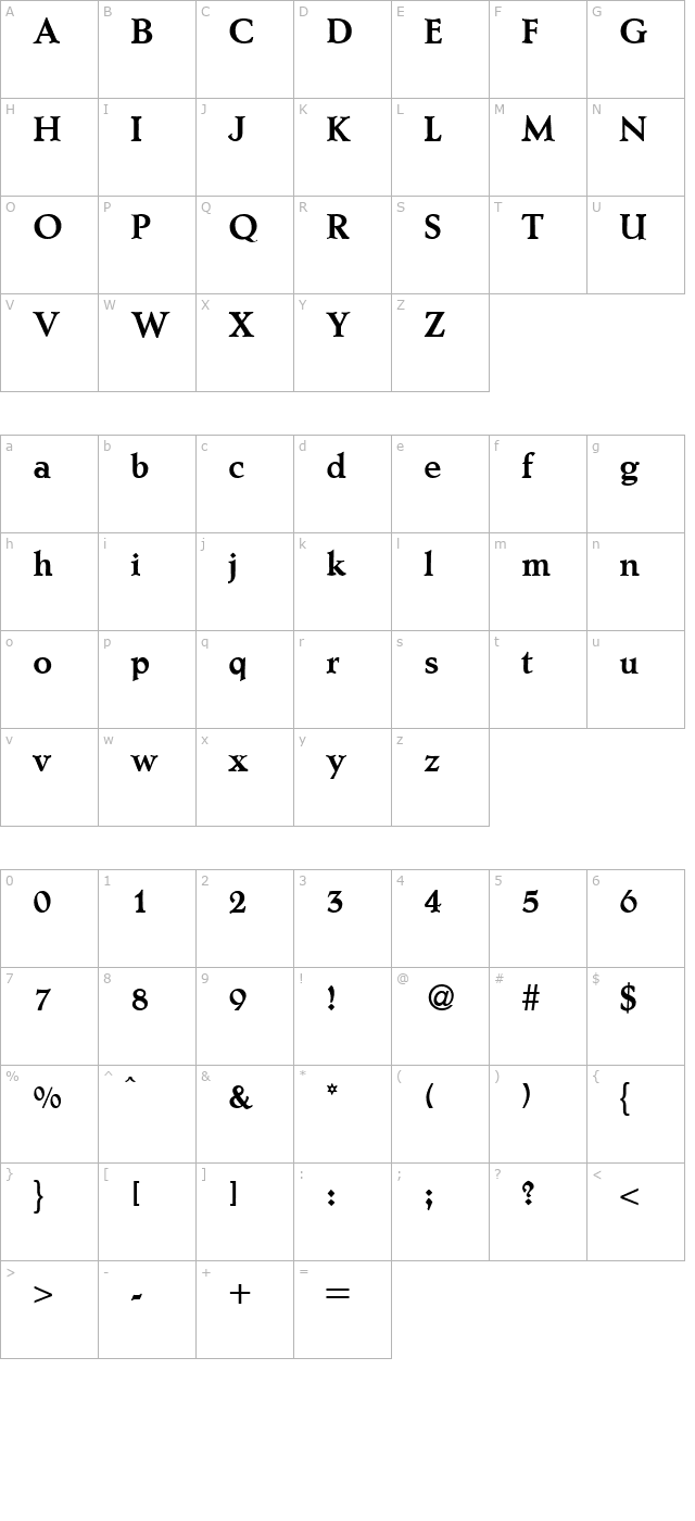 aesop-bold character map